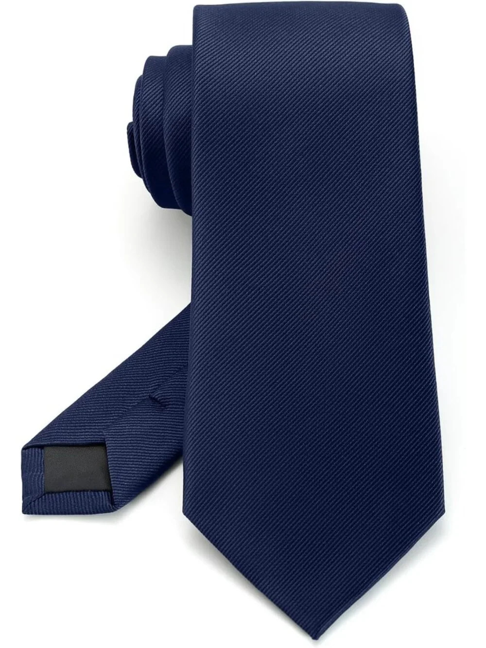 Men's Navy Blue Twill Diagonal Textured Silk Formal Necktie For Business Dress